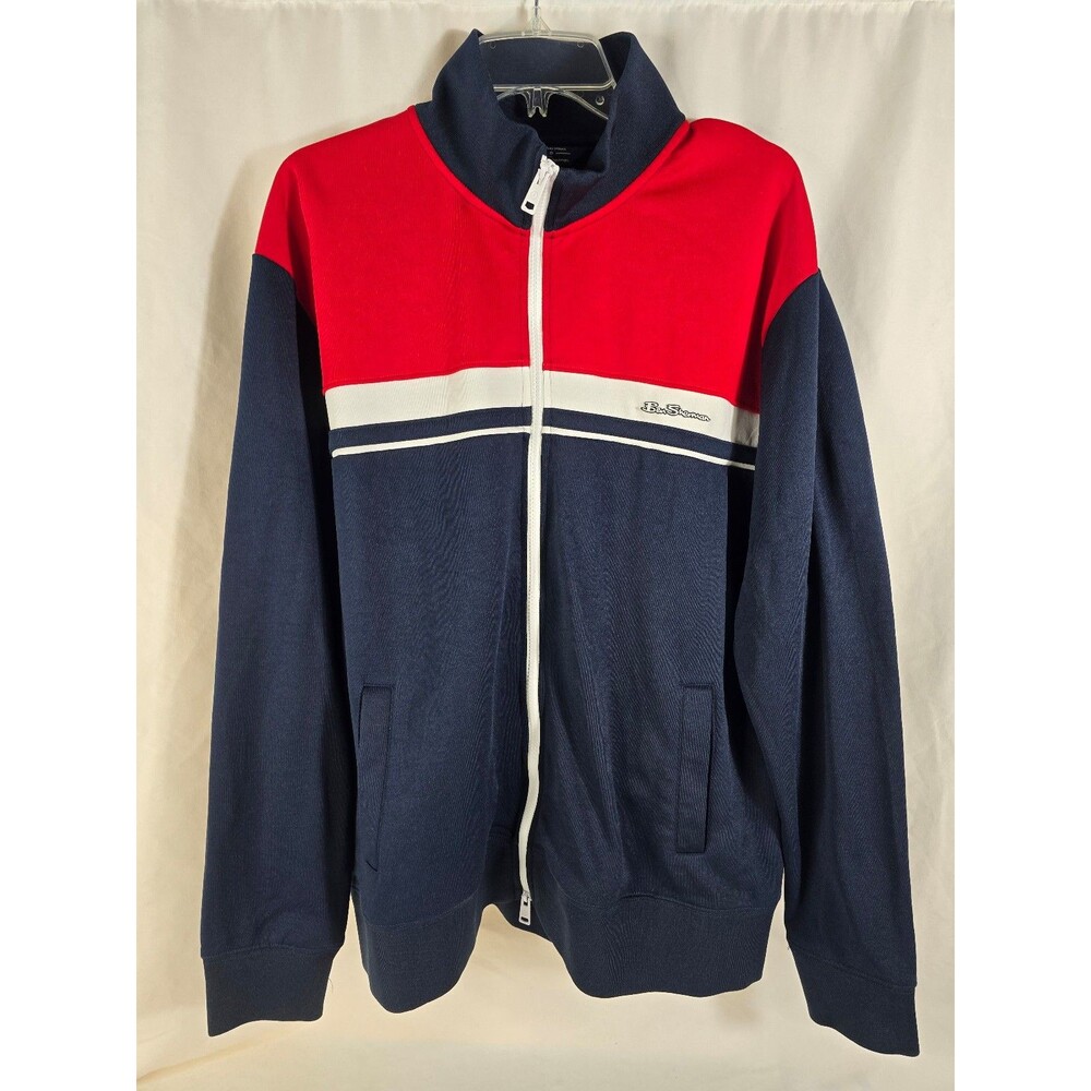 Ben Sherman Men’s Track Jacket Navy Red White Full Zip Retro Stripe XXL Vintage